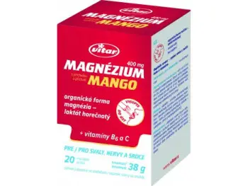 VITAR Magnézium 400 mg + vitamíny B6 a C, 20 vrecúšok, príchuť MANGO