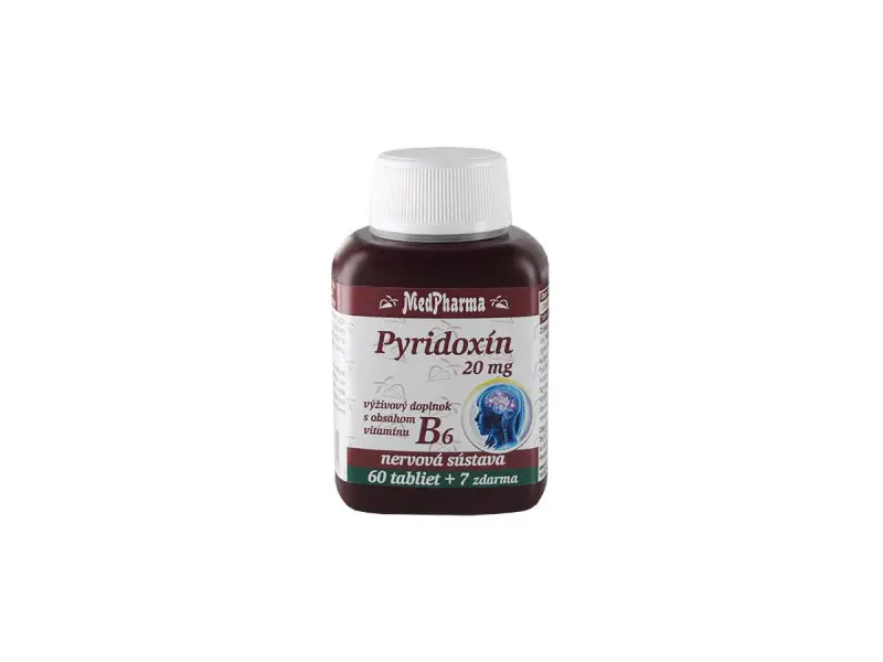 MedPharma PYRIDOXÍN 20 mg (vitamín B6) tbl 60+7 zadarmo