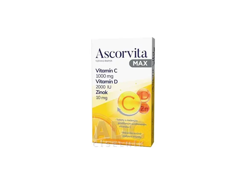 ASCORVITA MAX tbl vitamín C, D a zinok 30 ks