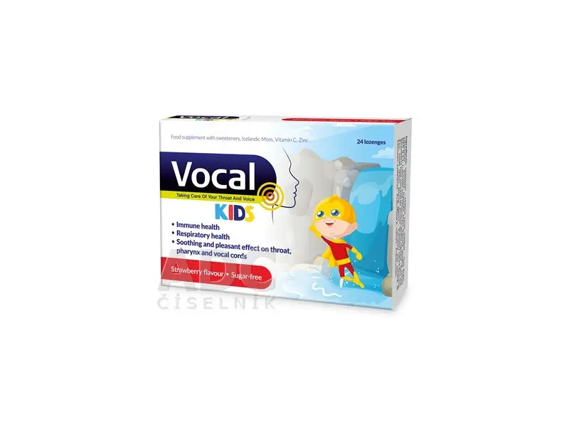 Vocal KIDS pastilky s jahodovou príchuťou, bez cukru 1x24 ks