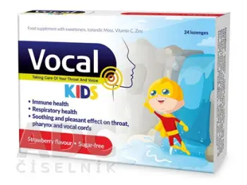 Vocal KIDS pastilky s jahodovou príchuťou, bez cukru 1x24 ks