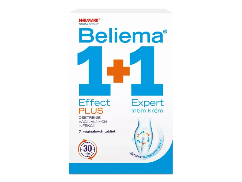 Beliema Effect PLUS + Expert Intim krém 1+1 vaginálne tablety 7 ks + intímny krém 30 ml, 1x1 set