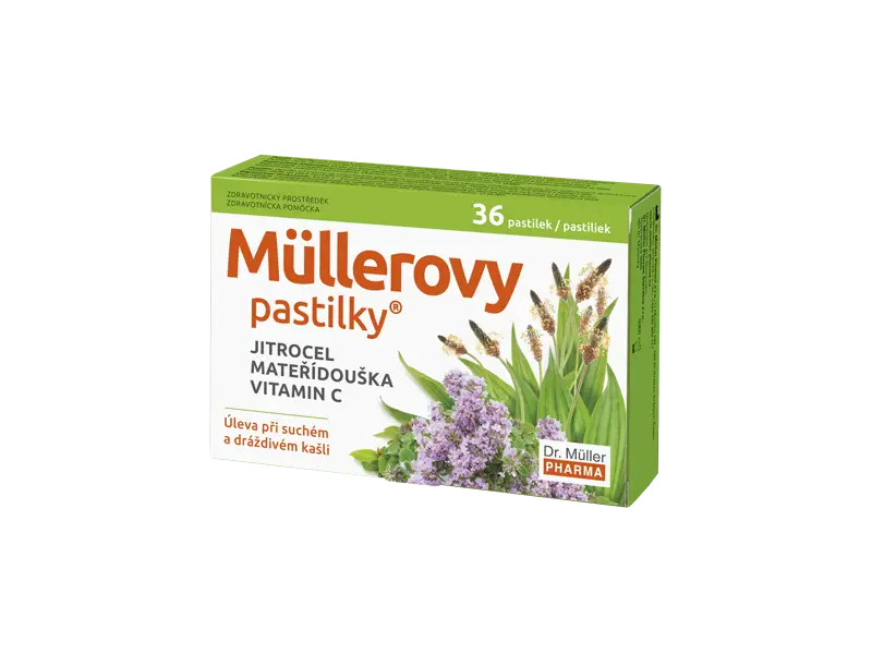 Müllerove pastilky so skorocelom, materinou dúškou a vitamínom C 36tbl