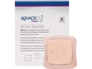 AQUACEL Ag foam Hydrofiber krytie na rany 10x10 cm 10 ks