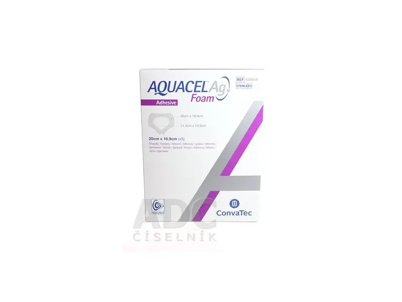 AQUACEL Ag Foam adhezívne penové krytie 14x19,8 cm 5 ks