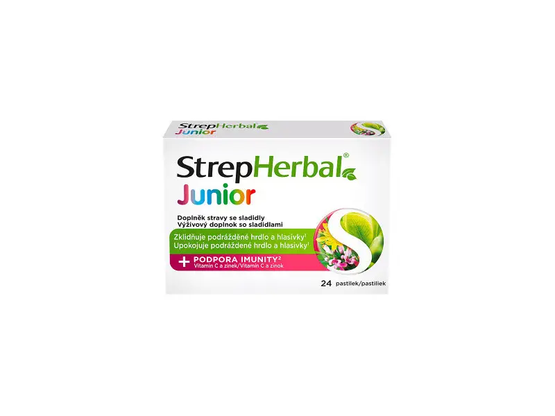 StrepHerbal Junior pastilky s vitamínom C a zinkom 1x24 ks