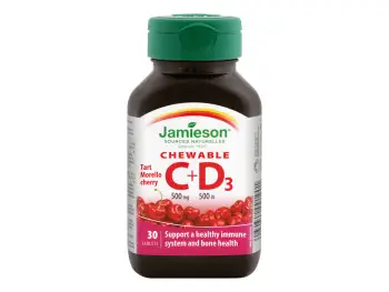Jamieson Vitamín C a D3  na cmúľanie ČEREŠŇA tbl 30x500mg/500IU