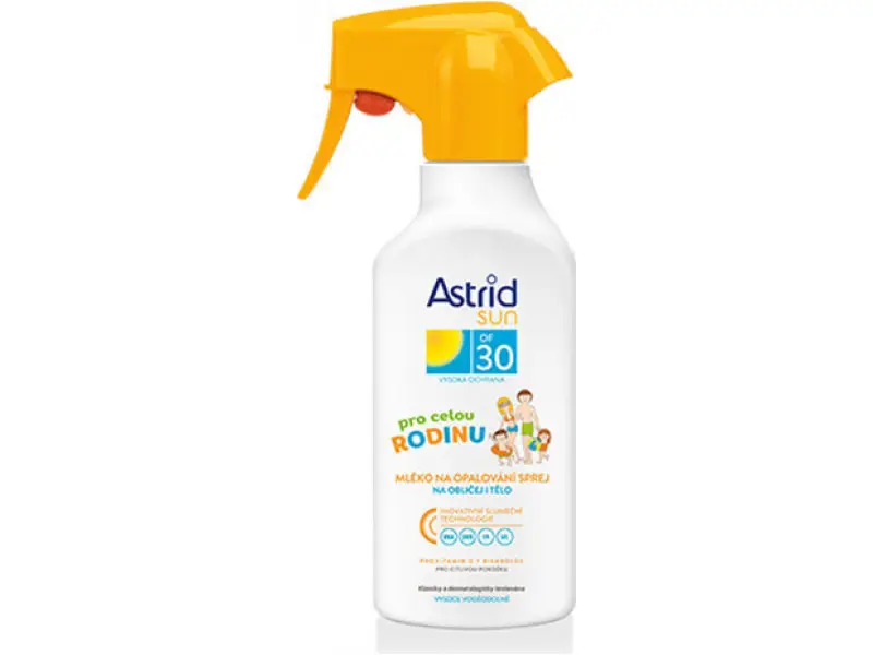 ASTRID SUN Rodinné mlieko na opaľovanie OF 30 v spreji 300 ml