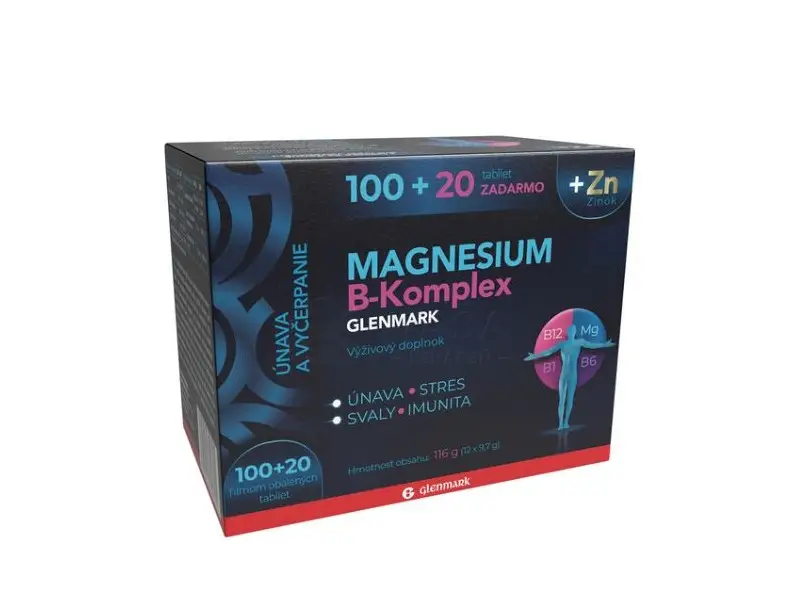 Magnesium B-komplex Glenmark 100+20 tbl