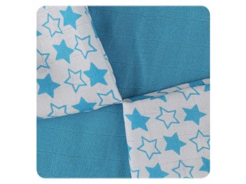 XKKO Bambusové obrúsky 30x30 - Little Stars Cyan Mix (9ks)