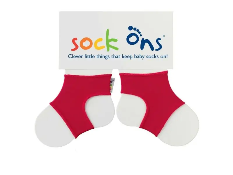 Sock Ons Návleky ne detské ponožky, Bright Red - Veľkosť 0-6m
