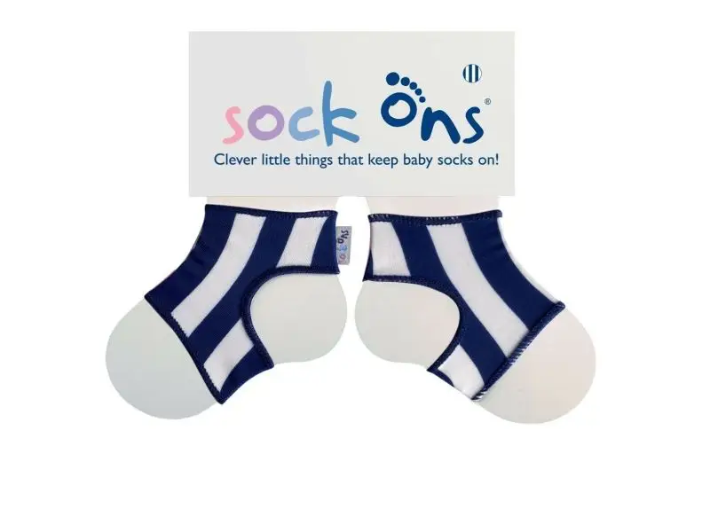 Sock Ons Návleky ne detské ponožky, Navy Stripes - Veľkosť 0-6m