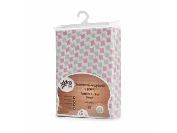 XKKO BMB Plachta s gumou do postieľky 120x60, Baby Pink Cross