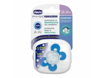 Chicco PHYSIO COMFORT LUMI  silikónový cumlík svietiaci, modrý, 16m+