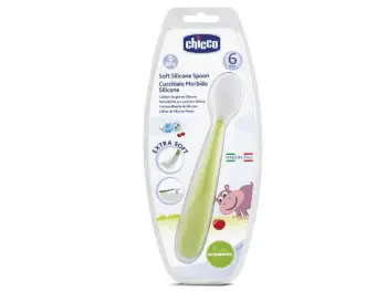 Chicco Mäkká silikónová lyžička, zelená, od 6m+