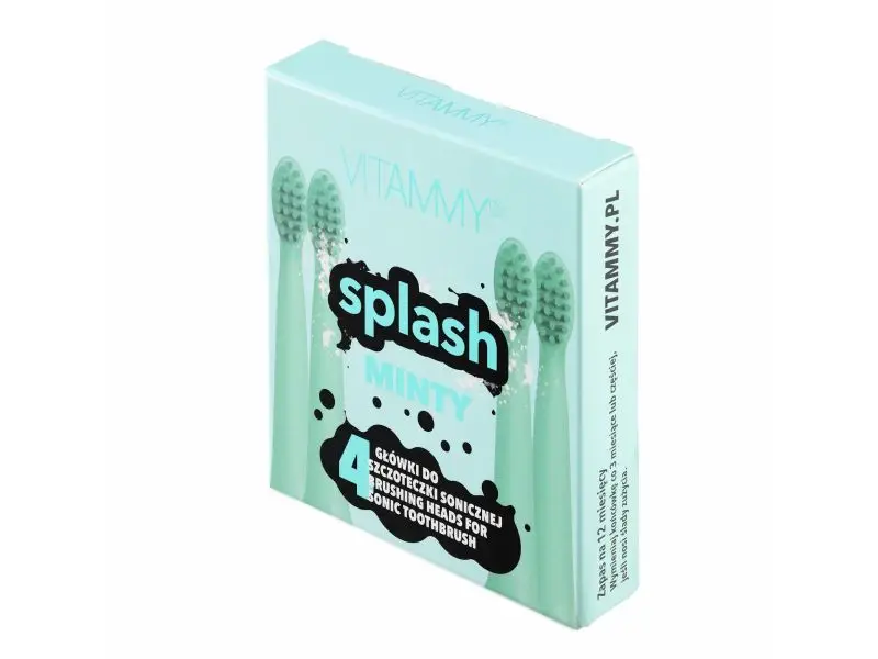 VITAMMY SPLASH, Náhradné násady na zubné kefky SPLASH, mätová/mint/, 4ks