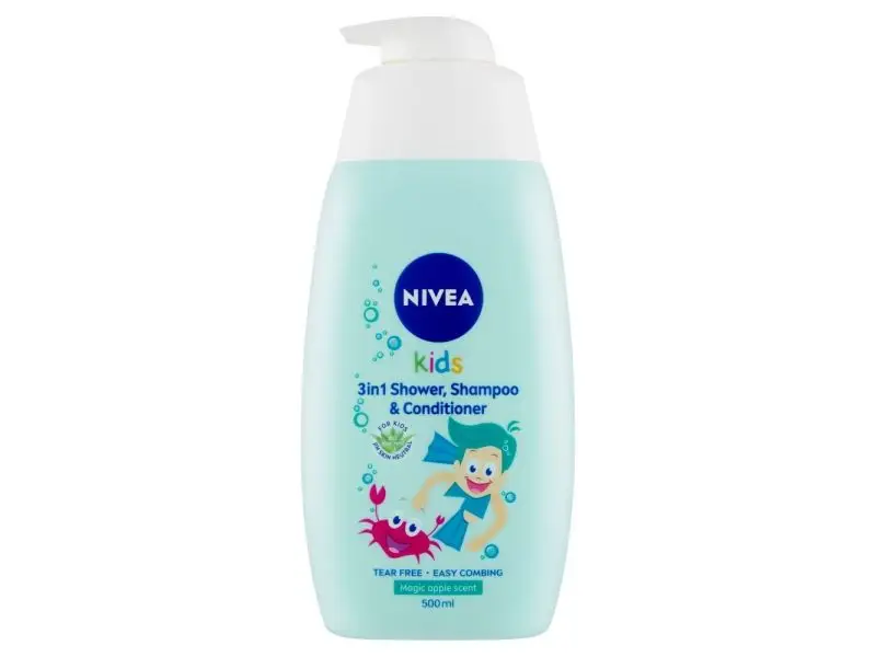 NIVEA Kids Magic Apple Scent detský sprchovací gél, šampón a kondicionér 3v1, 500 ml