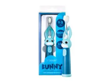 VITAMMY Bunny Sonická zubná kefka pre deti s LED svetlom a nanovláknami, 0-3 roky, modrá