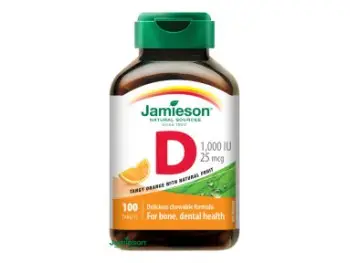 Jamieson Vitamín D3 1000 IU tablety na cmúľanie s príchuťou pomaranča 100ks 