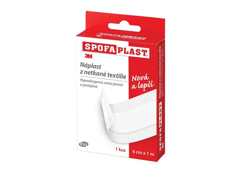 3M SPOFAPLAST č.854  Náplasť 6cm x 1m, z netkanej textílie, extra jemná