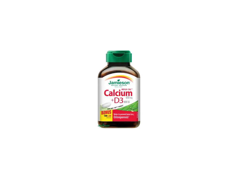 Jamieson Mega Cal vápnik 650 mg s vitamínom D3 400 IU 120 tbl.