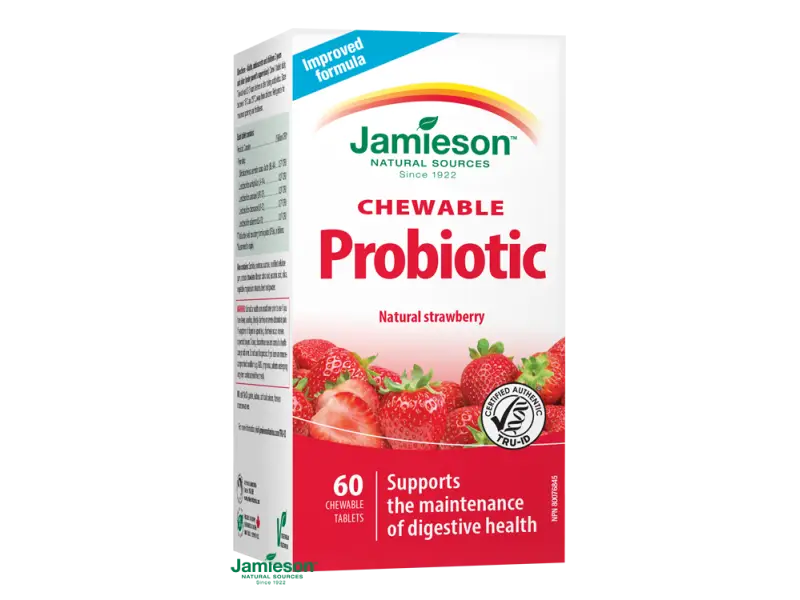Jamieson Probiotic na cmúľanie s príchuťou jahodového jogurtu 60tbl