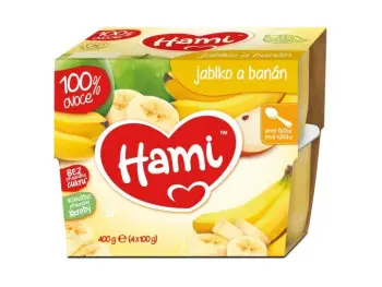 Hami ovocný príkrm 100% ovocie Jablko a banán prvá lyžička (od ukonč. 4. mesiaca) 4x100 g