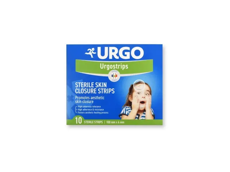 URGO Urgostrips STERILE SKIN CLOSURE STRIPS sterilné samolepiace chirurgické stehy (100 mm x 6 mm) 10 ks