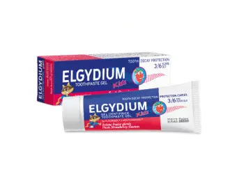 ELGYDIUM KIDS gélová zubná pasta s fluorinolom pre deti (2-6 rokov) s príchuťou jahody 50 ml